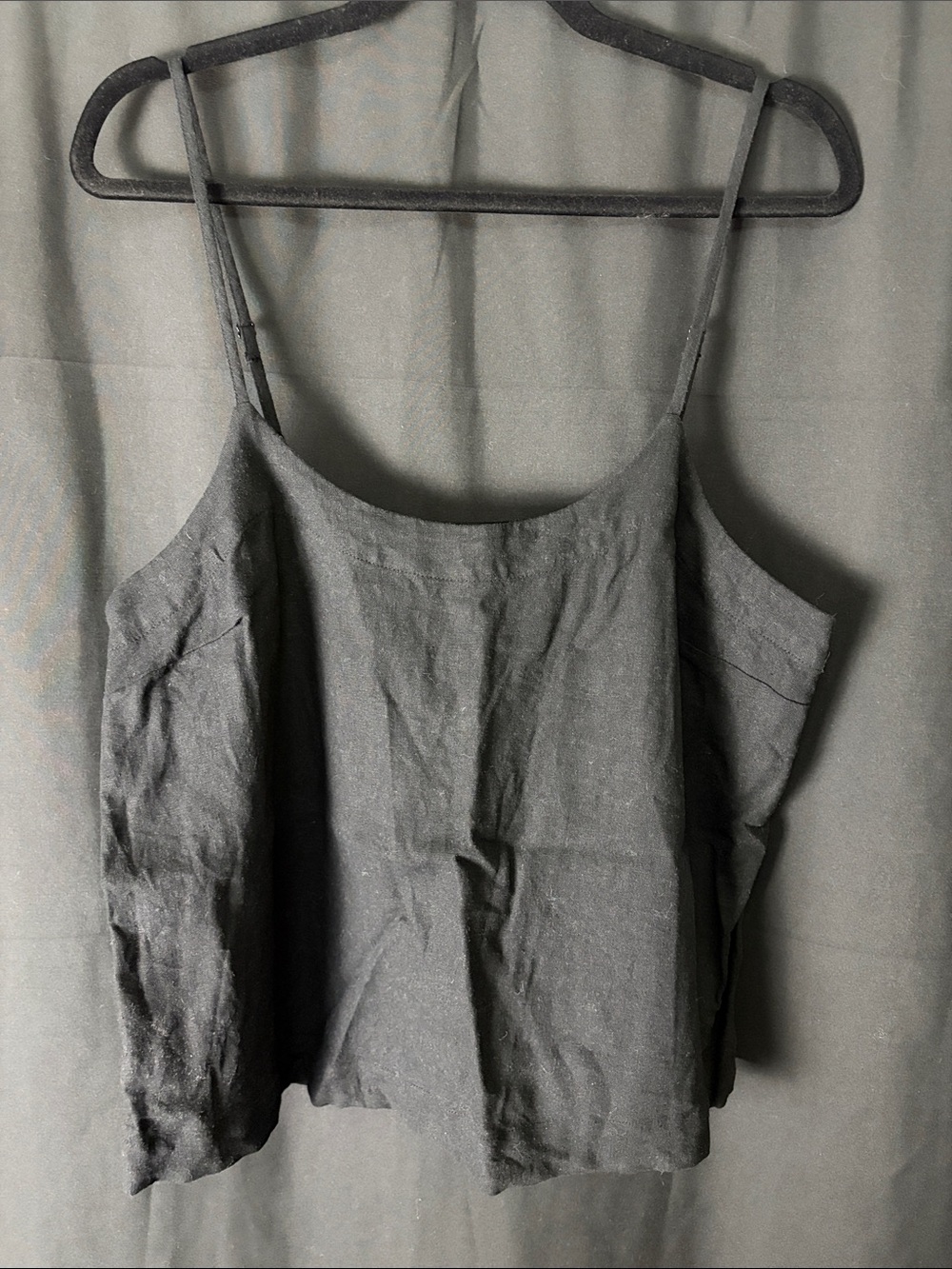 Black Women's Sleeveless Linen Cami Top
